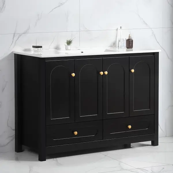 Bellemave 48-in Green Bathroom Vanity Combo - Bathroom Furniture Sets, Crafted Fine Wooden Multi Piece Set with Ceramic Sink, 4 Soft-Close Doors & 2 Drawers Storage Cabinet, Crafted Bathroom Furniture Sets