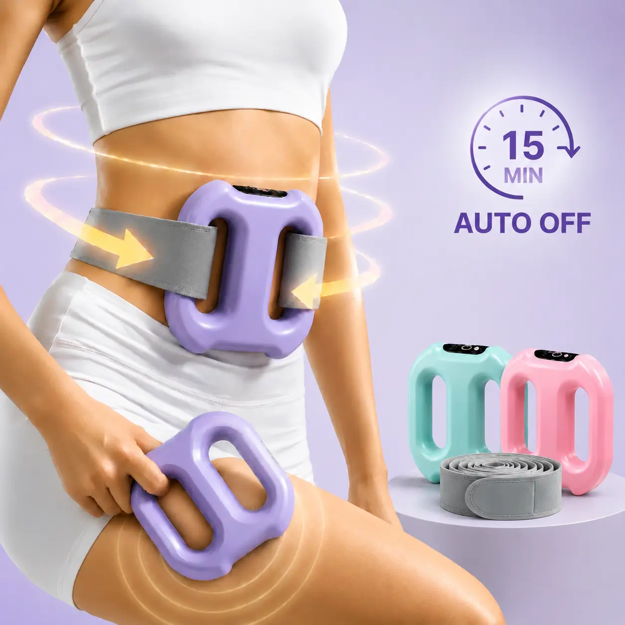 Wearable Fascia Vibratory Massager Ring - Portable Waist & Back Massager with Adjustable Strap, Rechargeable, 5 Intensity Levels, 15-Min Auto Shut-Off Timer, Neck Shoulder Relaxer for Couch & Desk Use, Fitness Gift for Adults