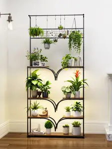 Heart Shaped Plant Stand Indoor with Grow Lights, Tall 78" Metal Flower Shelf with Adjustable LED, for Living Room, Corner Display