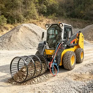 Rotary Rock Picker for Skid Steer | Heavy Duty Rock Removal Attachment for Farm & Land Clearing