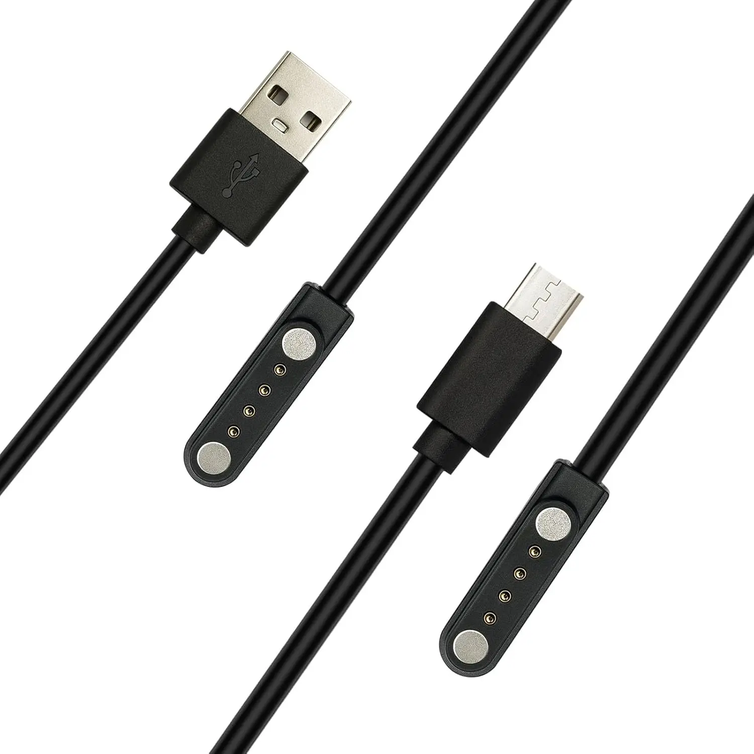 2-Pack Portable Electronic Magnetic Charging Cable with Plug, Connector, Protection for AI Voice Recorder, USB & USB Type-C Ports, 3.6FT Cord