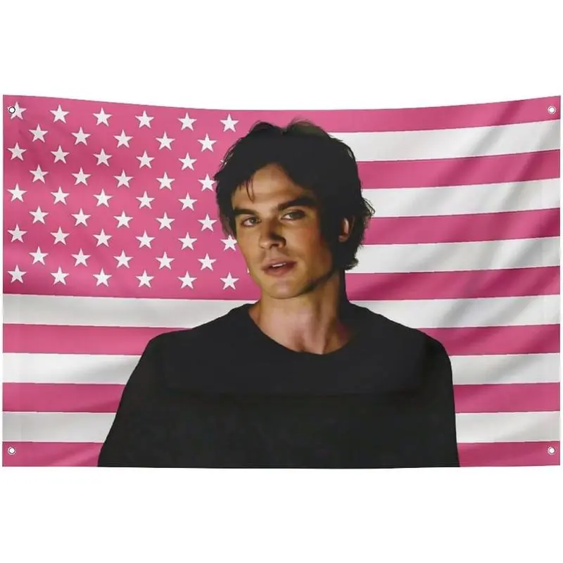 Funny American Damon-Salvatore Flag Wall Hanging Tapestry, Home Decor, Indoor Room Decor for Living Room, Bedroom