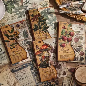 120 Vintage Natural Scenery Non-sticky Scrapbook Paper Sheets Non-adhesive Large Format Decorative Paper for Scrapbook Journals DIY Crafts and Planners Beautiful Background Pages for Notebooks and Scrapbooks Classical Design