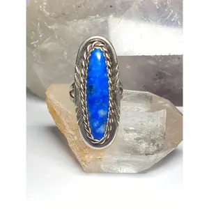 Long blue lapis ? Ring size 6.75  Navajo southwest sterling silver women