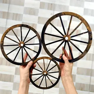 3 pcs   Regular Wagon Wheel Decor Wooden Western Cowboy Party Decor Vintage Country Wagon Wheel Wooden Wheel Decor Sign Suitable for Bar Garage Indoor Outdoor, Room Decor, Aesthetic Room Decor, Bedroom Decor, Home Decor, House Decor, Great for Room Decor