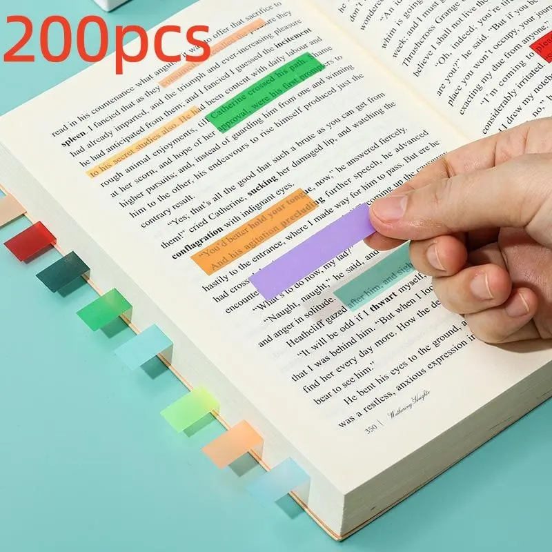 200pcs Bible Bookmark Stickers, Sticky Labels, Transparent Sticky Index Tabs, Adhesive Tabs, Fluorescent Highlighter Strips Set, Category & Emphasis Markers, Book Accessories