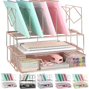 Office catalog racks, Desk Organizers and Accessories, Magazine File Holder for Office Supplies Desk Organizer with 5 Vertical Compartments