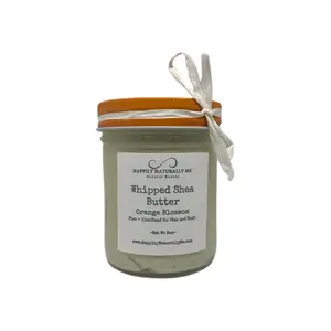 Happily Naturally Me Orange Blossom Whipped Shea Butter for Deep Hydration and Skin Repair - 8 oz Body Care Lotion Comfort Peeling Moisture Smooth Eczema Scent body lotion