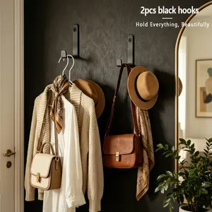 2pcs Stainless Steel Wall Hooks, Clothes Towel Hat Rack Single Hook, Closet Hanging Hooks, Includes Installation Screws, Durable