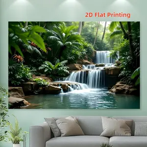 Tropical Rainforest Waterfall Background Cloth, Polyester Material, Natural Landscape Decor, Living Room/bedroom, Photo Backdrop, Garden Party
