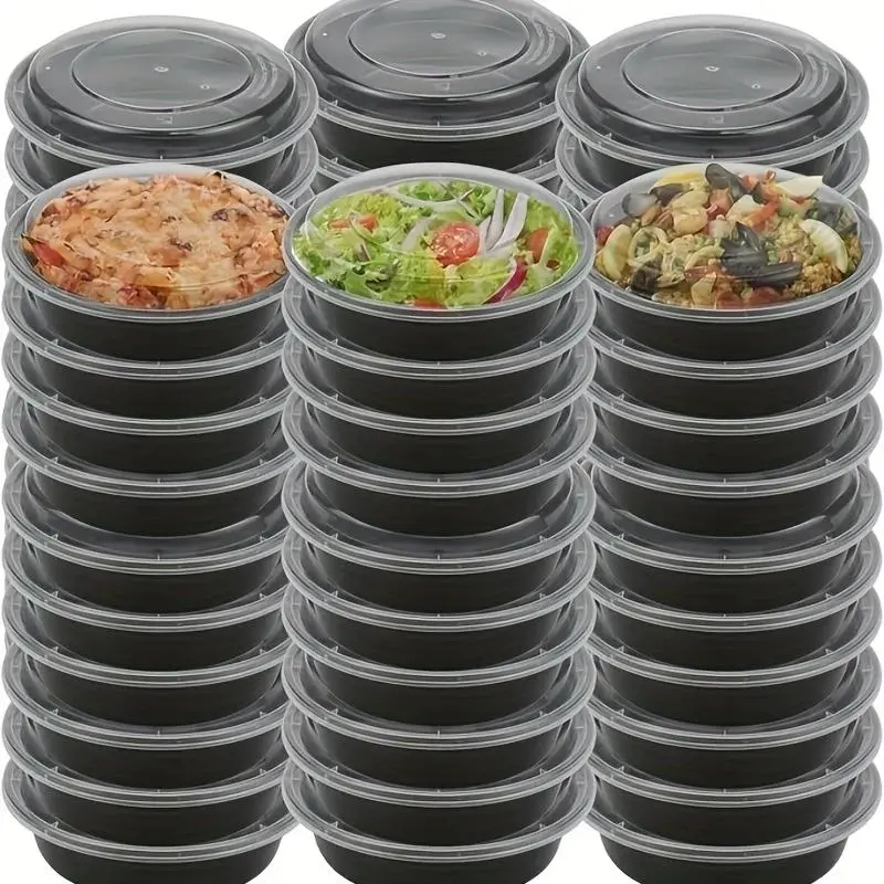 16oz BPA-Free Disposable Meal Preparation Containers,  Storage Bowls with Lids,Food Containers for Takeout, Salads, Microwave, Dishwasher, Refrigerator Safe, Salad Containers | Food Containers | Durable Plastic Containers, Disposable Containers