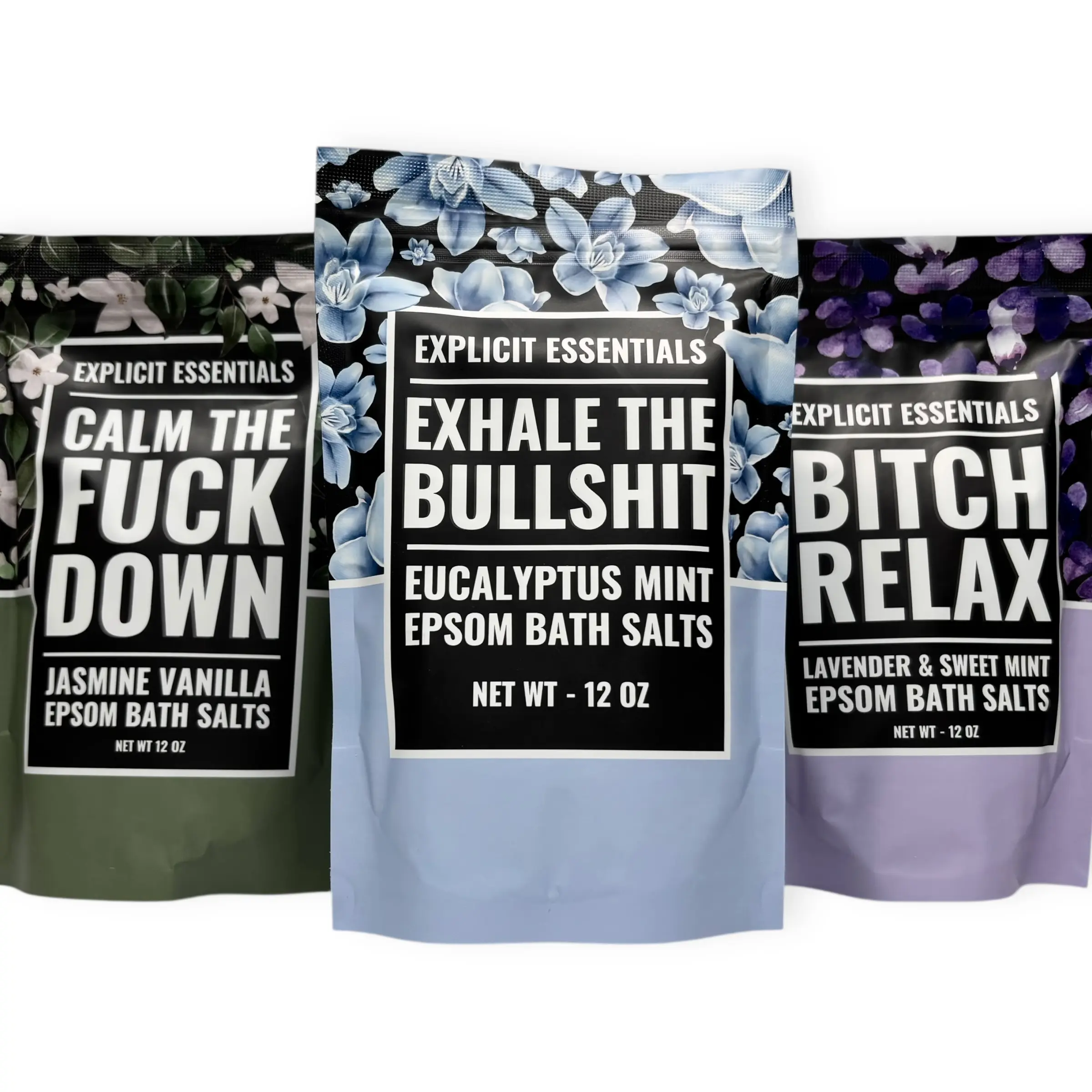 Relaxing Bath Salt Bundle, Spa Gift For Women, Eucalyptus, Lavender, Jasmine Bath Salt Gift Set Body Care Epsom Salts