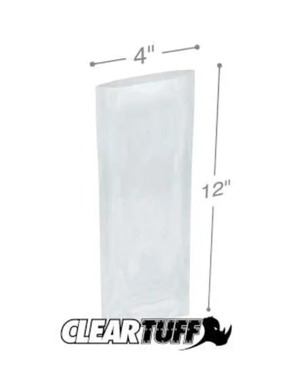 International Plastics PB20412 4 x 12 in. Clear Poly Bags, 0.002 Gauge - Case of 1000