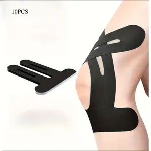 Elastic Kinesiology Knee Support Tape Patch for Running Gym Cycling Pain Relief Breathable Waterproof Athletic Muscle Support for Active Athletes Black