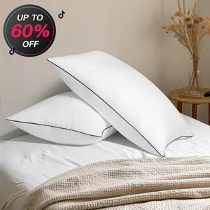 [Memorial Day]WeCharmer (N)Pillows Set of 2, Hotel Collection Fluffy Bed Pillows for Sleeping, Gusseted Pillow for Back, Stomach or Side Sleepers(Pure White) Springtok Outdoorfun