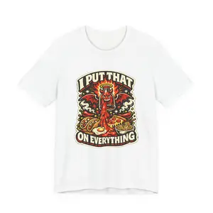 A fiery retro hot-sauce tee for the person who truly puts that on everything.