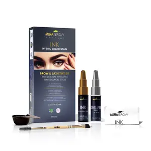 Mina Ibrow - Ink Hybrid Liquid Stain, Brow & Lash Tint Kit - Light Brown 14ml