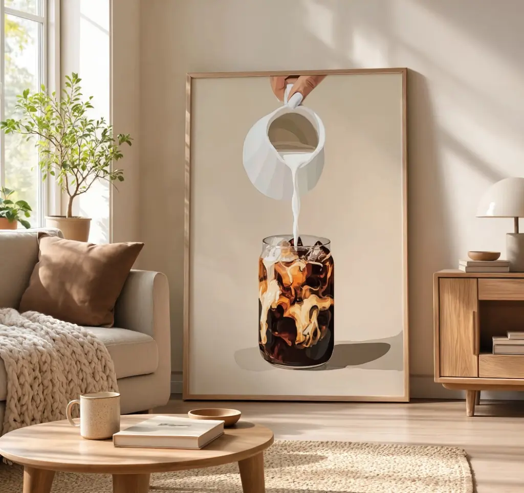 Coffee Bar Wall Art Iced Coffee Poster Cold Brew Kitchen Cafe Decor Print