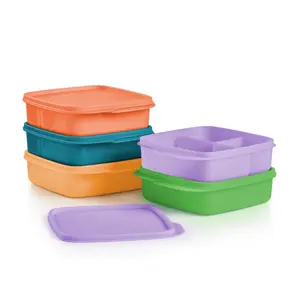 Lunch-It Container Square 3-Compartment Bento Box with Airtight Lids - BPA-Free Eco-Friendly Reusable Lunch Boxes