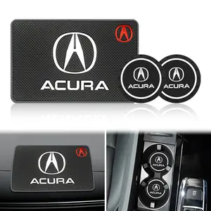 Acura Rubber Cup Holder Mat, Anti-Slip Thick Shockproof, Water Lock Leak Proof, Stable Grip, Fits Acura Tsx Rsx Mdx Rlx Rdx Integra Cdx Tlx-L Nsx Ilx Tlx Zdx Tl Rl, Car Accessories