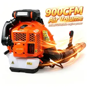 #Summervibes Gas Leaf Blower, 2-Stroke Engine 80CC 3HP Backpack Leaf Blower, High-Velocity 900 CFM, 92.2M/SE, 2.3L Tank Backpack Blowers Gas Powered Snow Blower for Lawn Care (Orange)