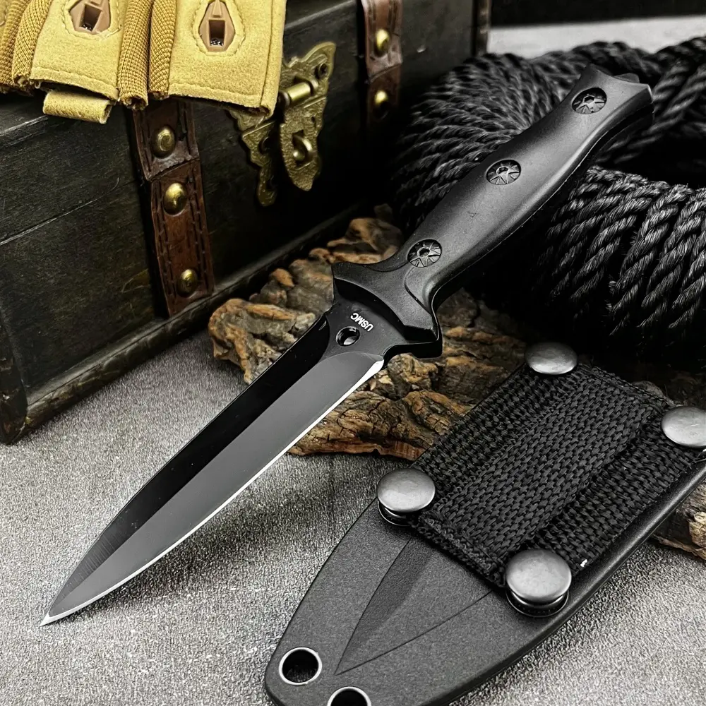 High-Hardness Survival Fixed-Blade Knife with Sheath, Non-Slip ABS Handle, 440C Blade, Portable Outdoor Knife for Jungle Use, Fishing, Hiking, Exploration Tool, Outdoor Survival Gear, Survival Tools