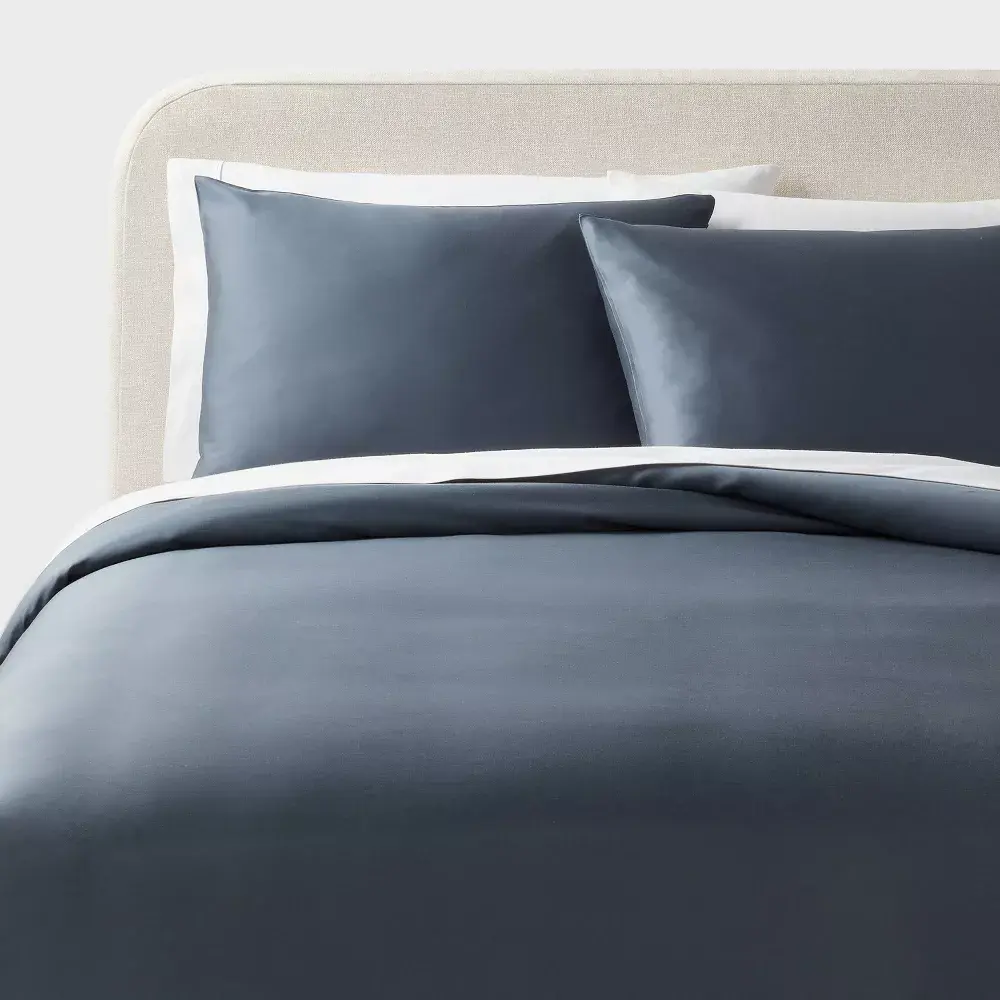 King TENCEL Duvet Cover and Sham Set Slate Blue - Threshold: OEKO-TEX Certified 320 Thread Count Cooling Fabric Zipper Closure