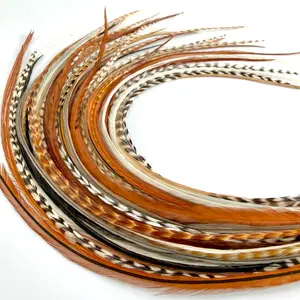 Real Natural Color Feather Hair Extensions Clip-In DIY Kit (21 Pc) | 8”-14” length | Boho Festival + Western Cowgirl Hair | Heat Safe, No Damage, Salon Quality