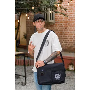 Koshi Black Swirl Embroidered Laptop Messenger Bag