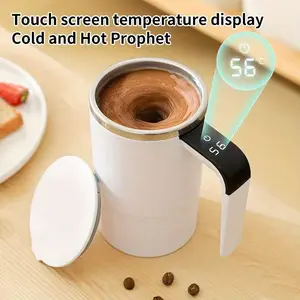 USB Charged Self Stirring Mug Digital Screen 304 Stainless Steel Magnetic Mixing Cup Portable Shaker Bottle Home Office Travel Gym Use Beverage Mixer Coffee Mixer