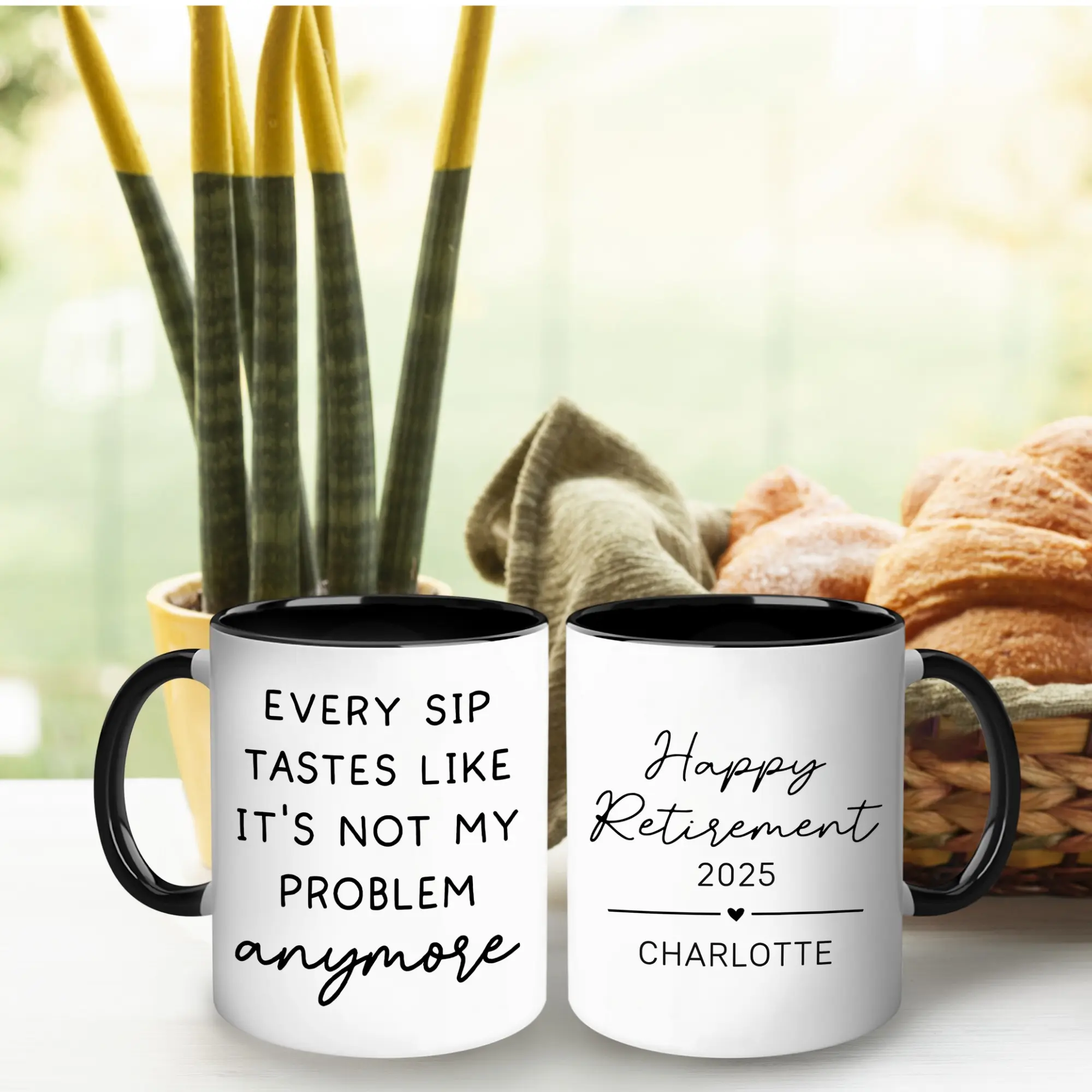 Custom Retirement Double-Sided Custom Artwork Ceramic Coffee Mug - 11oz Dishwasher-Safe Commemorative Drinkware, Rounded Handle, Flat-Bottom, Funny/Inspirational Themes, Microwave-Safe, Perfect Gift for Co-Workers, Customised