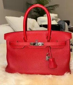 Pre-owned HERMÈS LEATHER Shoulder Bags BIRKIN 30 ROUGE PIVOINE