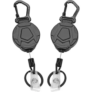 Retractable Keychain, Keychain Lanyard, 2 Counts Climbing Button Badge Holder, Tactical ID Tag Reel Strap, Keychain Badge Reels, Identification Badges & Supplies