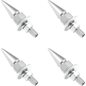4 PCS Spikes License Plate Screws for Car, Anti Theft Spike Shape Aluminum Car Plate Frame Fastenings Bolt, Cool Licence Plate Screw Set for Car Truck Motorcycle, Car Accessories (Silver)