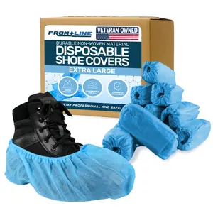 Frontline Disposable Shoe Covers 100 Pack Booties Water Resistant One Size Fits Most, Indoor Use for Real Estate, Technicians, Home Non-Woven Fabric