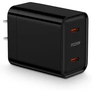 Fast Samsung Charger Block USB C 25W Dual Port Android Charger Type C Phone Wall Plug for Galaxy A17 S25 Ultra Plus A36 A26 A56 A16 5G A35 A15 A26 A36 A56 S24 FE A25 Z Fold 6 S23 iPhone 16e 16 Pro Max