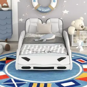 Bellemave  Twin Size Race Car-Shaped Platform Bed with Wheels