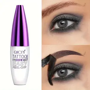 QICILY Easy Peel-Off Eyebrow Gel Waterproof & Sweatproof Long-Lasting Black or Brown Tattoo Tint Film Forming Medium Coverage for All Skin Types - Cosmetic