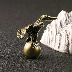 Shining Brass Eagle Statue with Spread Wings, Home Decor, Decorative Collectible Office Decoration, No Power Needed Elegant Animal Desktop Ornament, Sculpture