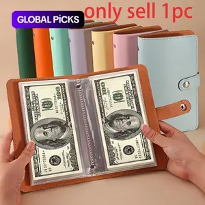 PU Wallet Organizer, Bill Organizer Planner, Holds Up to 100 Bills with Photo Slots plus Stamp and Card Storage, Notebook for Cash Storage #GLOBAL PICKS