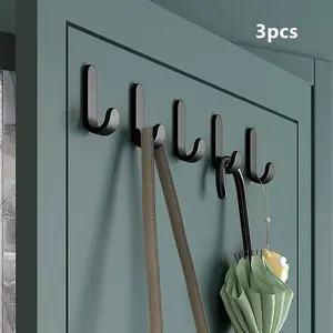6pcs Black & White J-Shaped Wall Hooks, Matte Black & Silver Heavy-Duty Coat Hooks, Durable Metal Construction, Minimalist J-Hook Design for Organizing Coats, Bags, Umbrellas & Towels – Ideal for Entryways, Bathrooms & Home Decor, Home Organizer Hook
