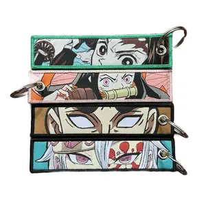 Demon Slayer Embroidered Anime Keychains - Car Motorcycle Keychain Collectible Key Ring