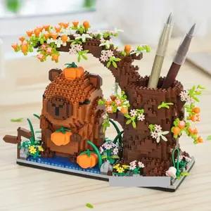 1880pcs Capybara, Desk Organizer Pen Holder, Abs Plastic Construction Toy, Building Block Sets, Adult Stress Relief, Home Decor Gift