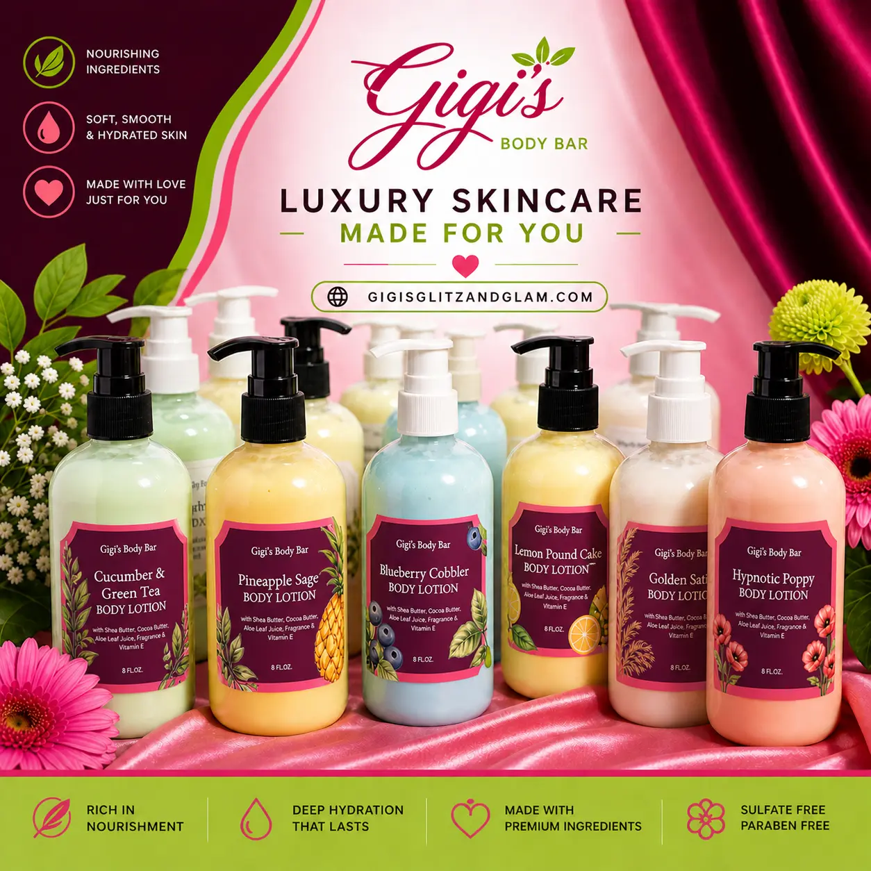 Gigl's Body Lotion - Moisturizing Body Lotion with Aloe, Cocoa, and Shea Butter Fragrance
