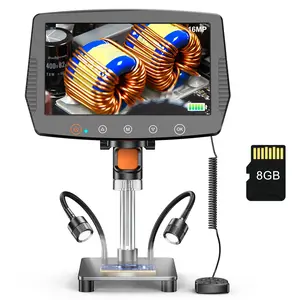 Aikokkl 9 Inch LCD Digital Microscope ,1500X Magnification,10 Lights,with 8GB Card,for Coin PCB Circuit Repair Soldering