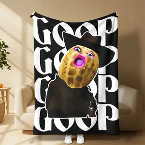 Crazy Goop Peanut Blanket – Cozy Fluffy Plush with Wild Western Vibes! Fun & Cozy Gift to Surprise Your Meme Buddies “GOOP” Pattern Peanut Cowboy Throw Blanket – Eye-Catching Design to Add Chaos to Any Space Suitable for all four seasons