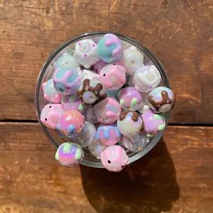 10pc - BD10: 16mm Hand Painted Drip Beads for Pen