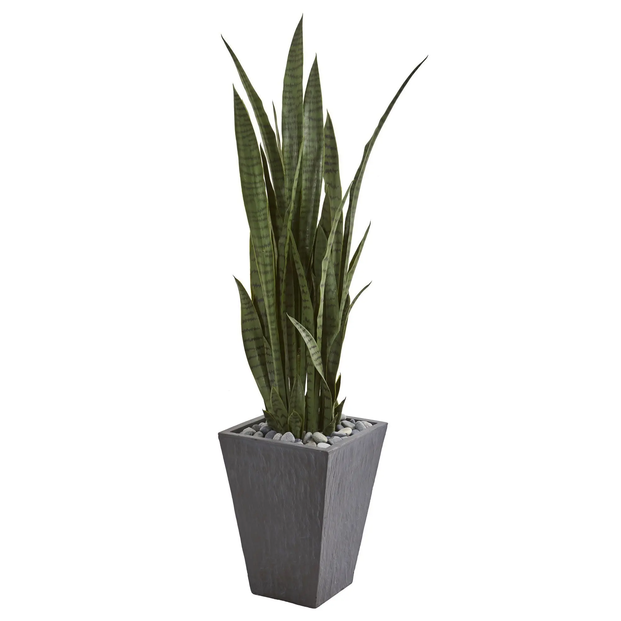 57in Photorealistic Synthetic Succulent Plant - Decorative Artificial Potted Plant in Slate Planter for Home Decor Greenery, Photorealism
