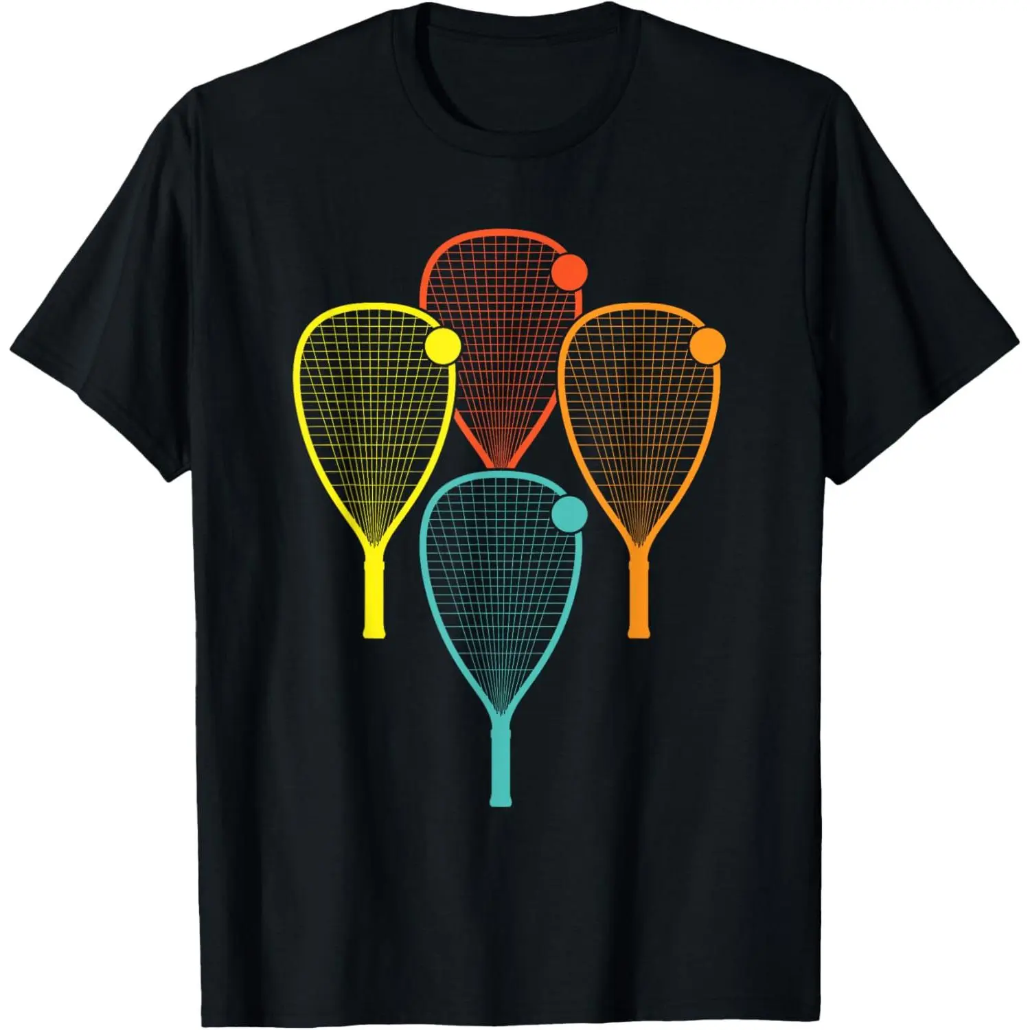 Women's Casual Short-Sleeve Round Neck Racquetball Everyday Tee - 100% Cotton Straight Top, Non-Shrinking, Durable, Soft, Comfortable, Double Stitched, Made in USA, Basic, Print, Simple, 5XL