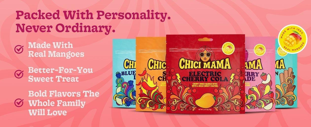 Chici Mama Spicy Chamoy Mango Bites – Made with Real Mango | Chewy, Juicy Candy-Alternative Treat | No Artificial Colors, Flavors, or Sweeteners | Gluten-Free, Naturally Vegan & Free of Major Allergens | Better-For-You Snack | 2 Pack - 70g